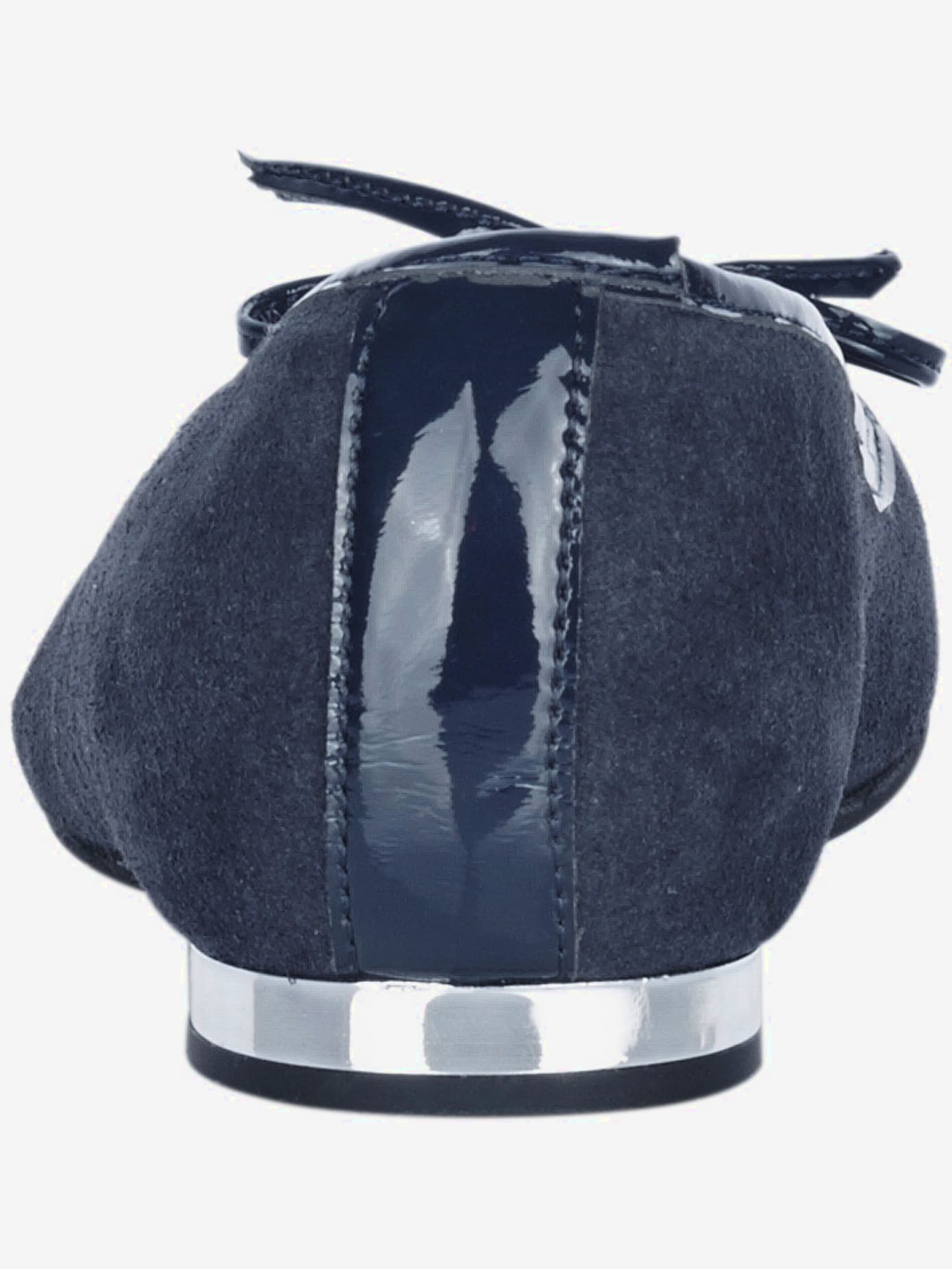 Ballerines cuir velours vachette et matière synthétique vernie