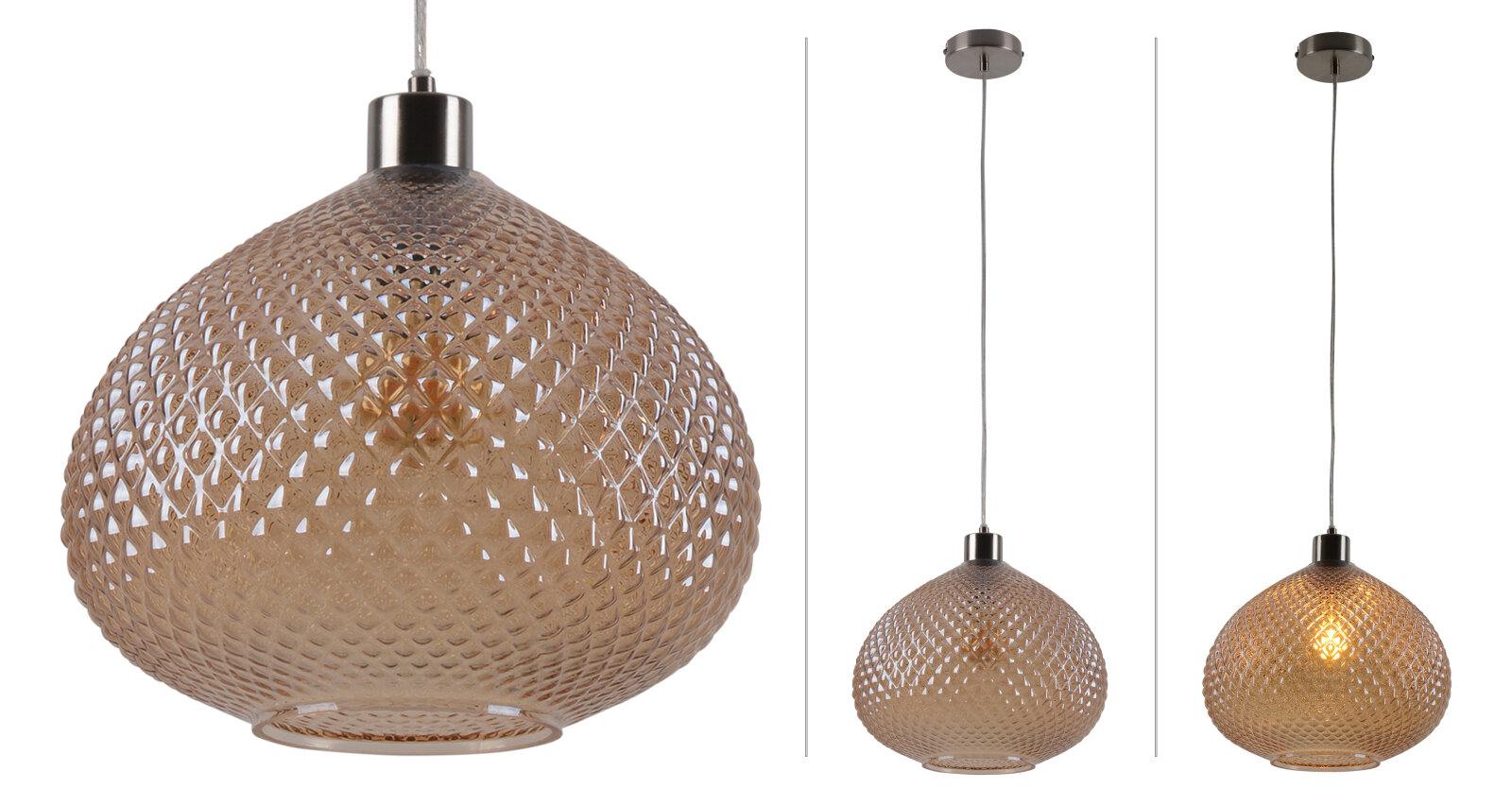 Glas-Pendelleuchte SURRAT - braun - Ø 29 cm