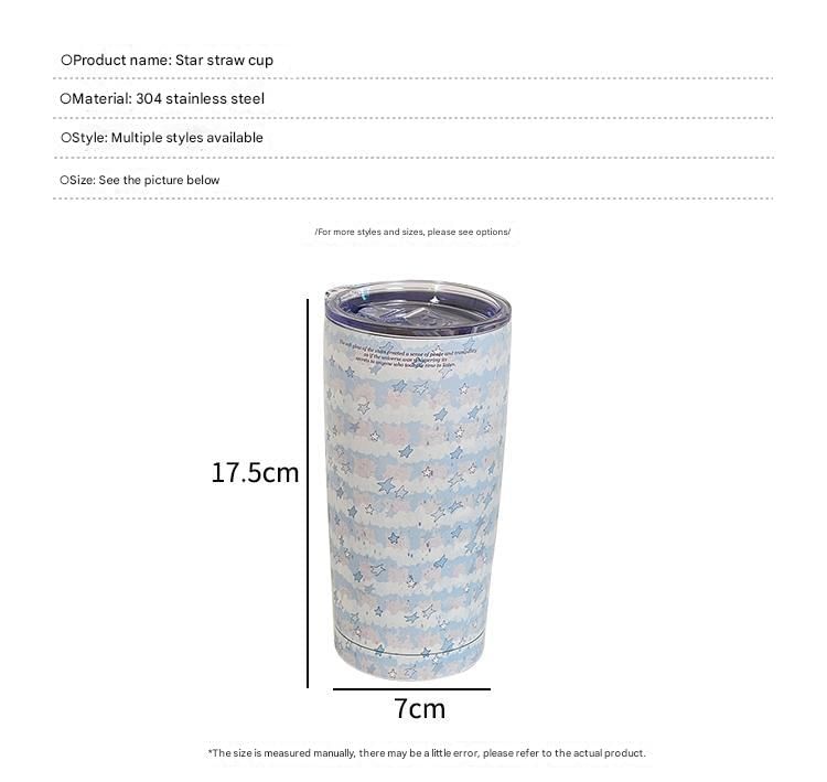 Intimo - Star RVS Tumbler / Drinkrietje / Set (Diverse uitvoeringen)
