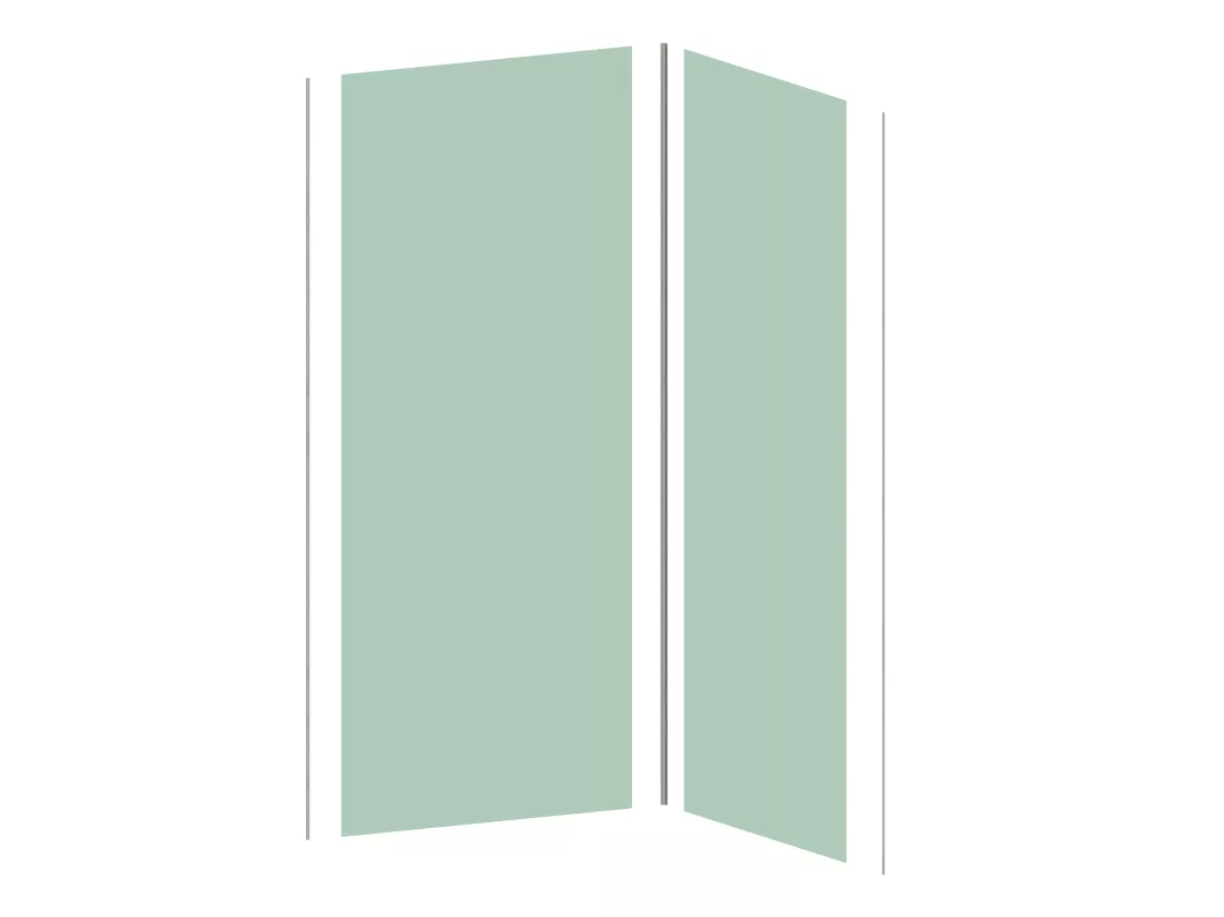 Lot de 2 panneaux muraux de douche vert clair en aluminium avec profilés - 2 x L90 x H210 cm - ITZIAR