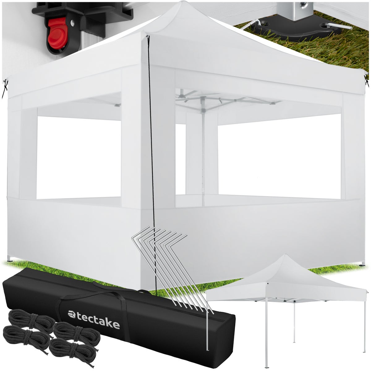 tectake Olivia paviljoen, 3 x 3 m, met aluminium frame inclusief scheerlijnen, haringen en draagtas
