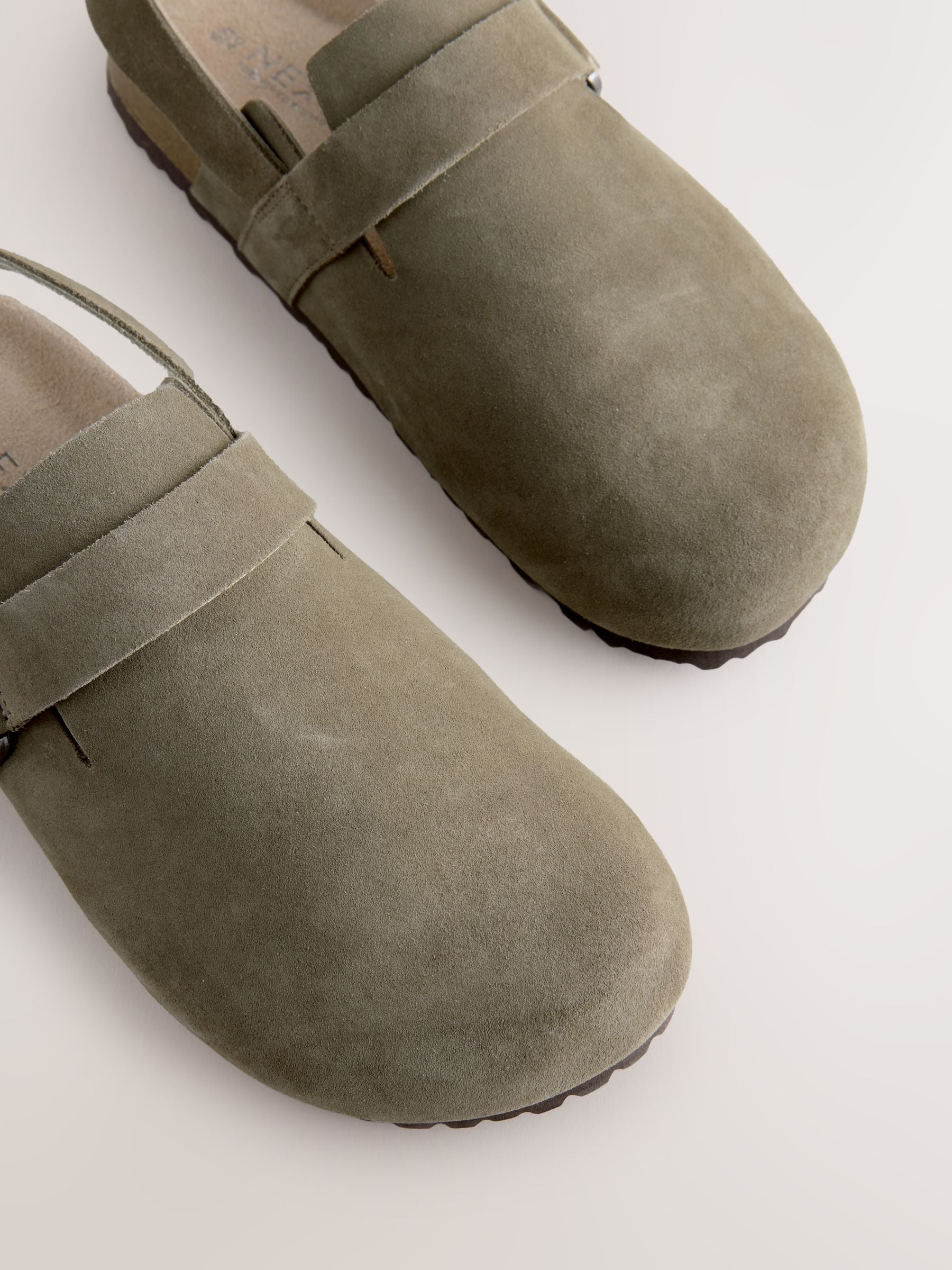 Kakigroen - Leren slingback klompen met voetbed