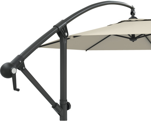 Soluna Lyon zweefparasol, Ø 300 cm, hoogte 257 cm, ecru, inclusief kruisvoet.