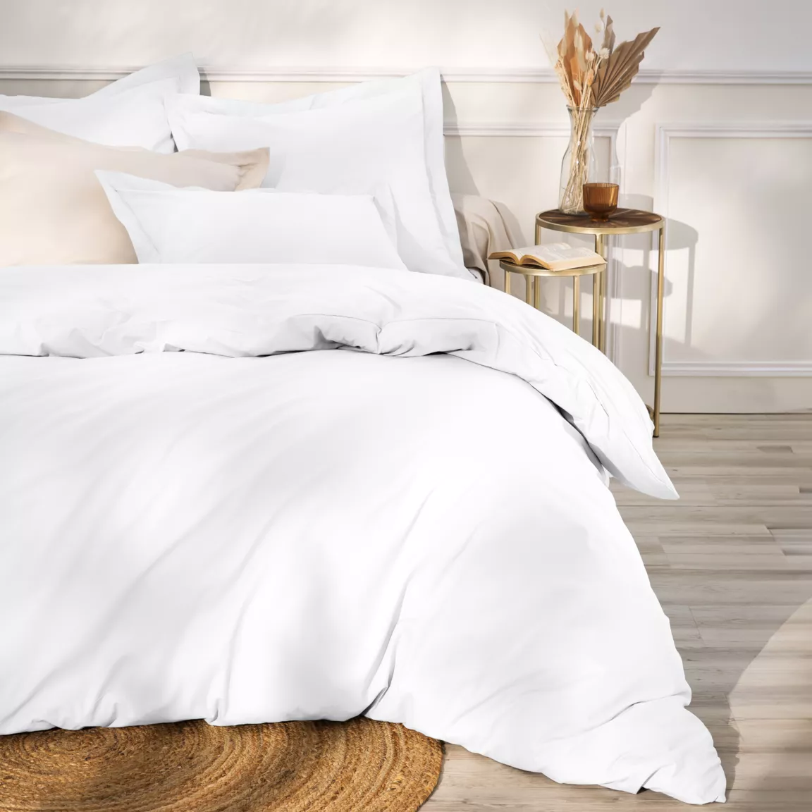 Housse de couette percale de coton (200 x 200 cm) Cali Blanche