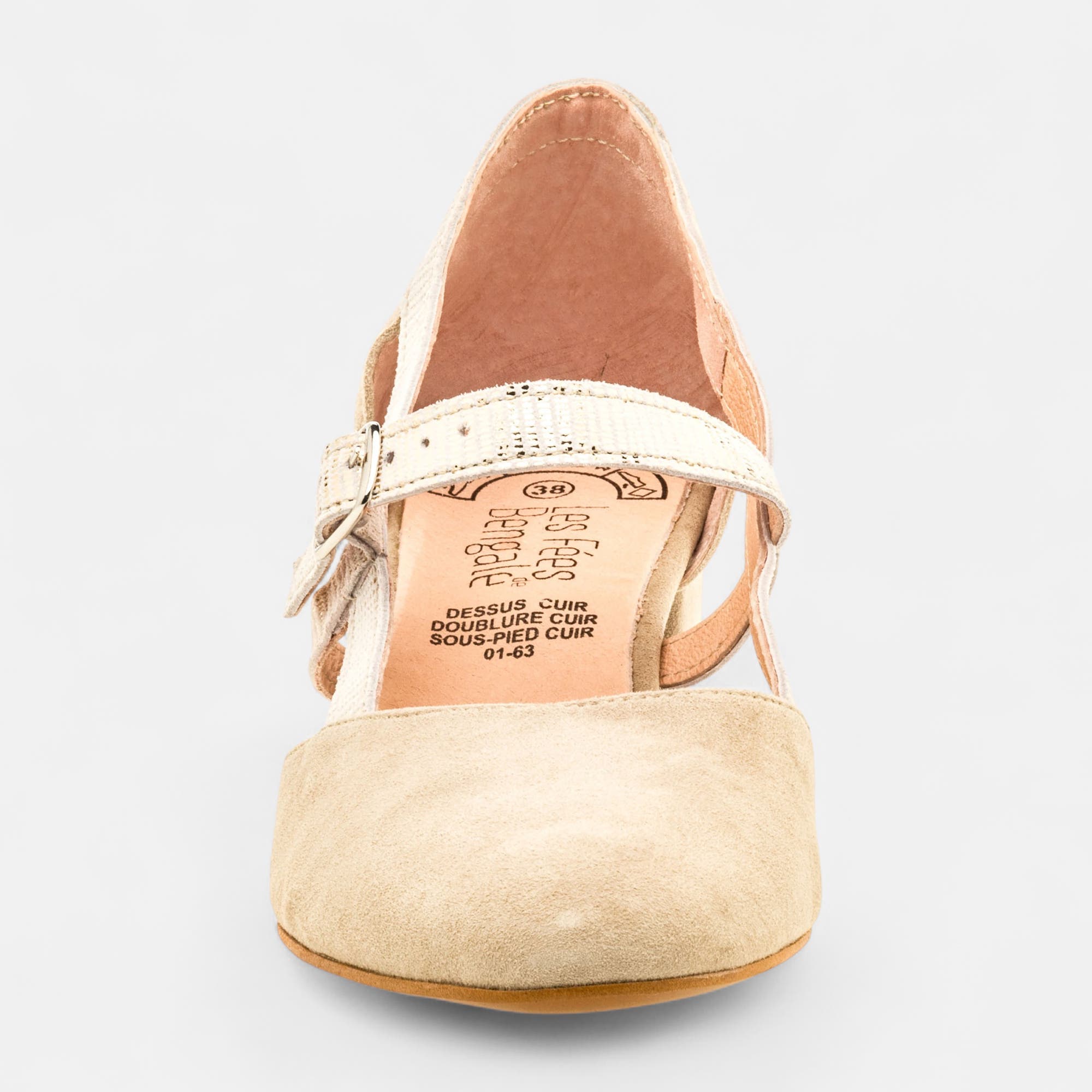 Escarpins quartiers ouverts Femme en cuir beige
