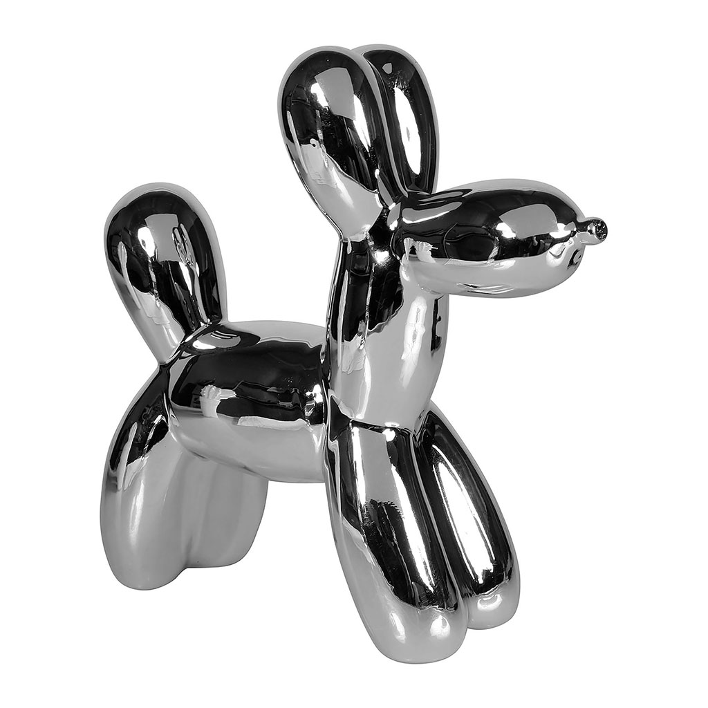 Chien bubble céramique argenté 24x21x7cm