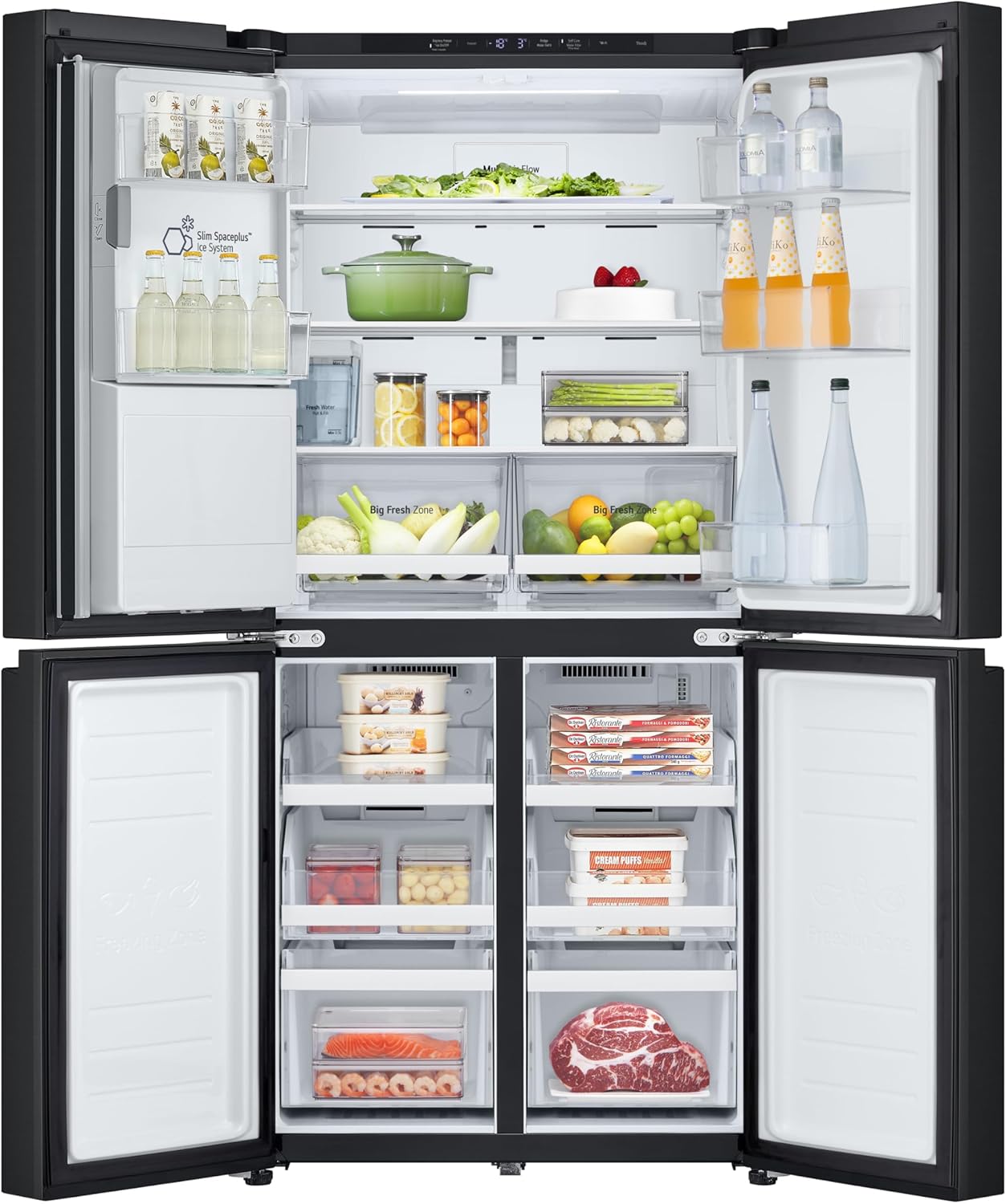 LG GML861EPPE Side by Side Slim Kühlschrank, Klasse E, 506 L, Multi-Door Kühlschrank mit Gefrierfach, Eis-, Crushed Ice- Wasserspender mit UVnano, Total NoFrost, Smart Inverter Kompressor, Wi-Fi