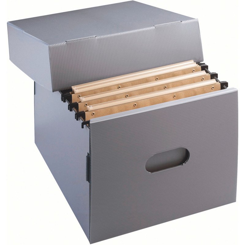 Caisse archives mini polypropylène Extendos - H 40,5 x L 35,5 x P 27,5 cm - Recyclable - Grise