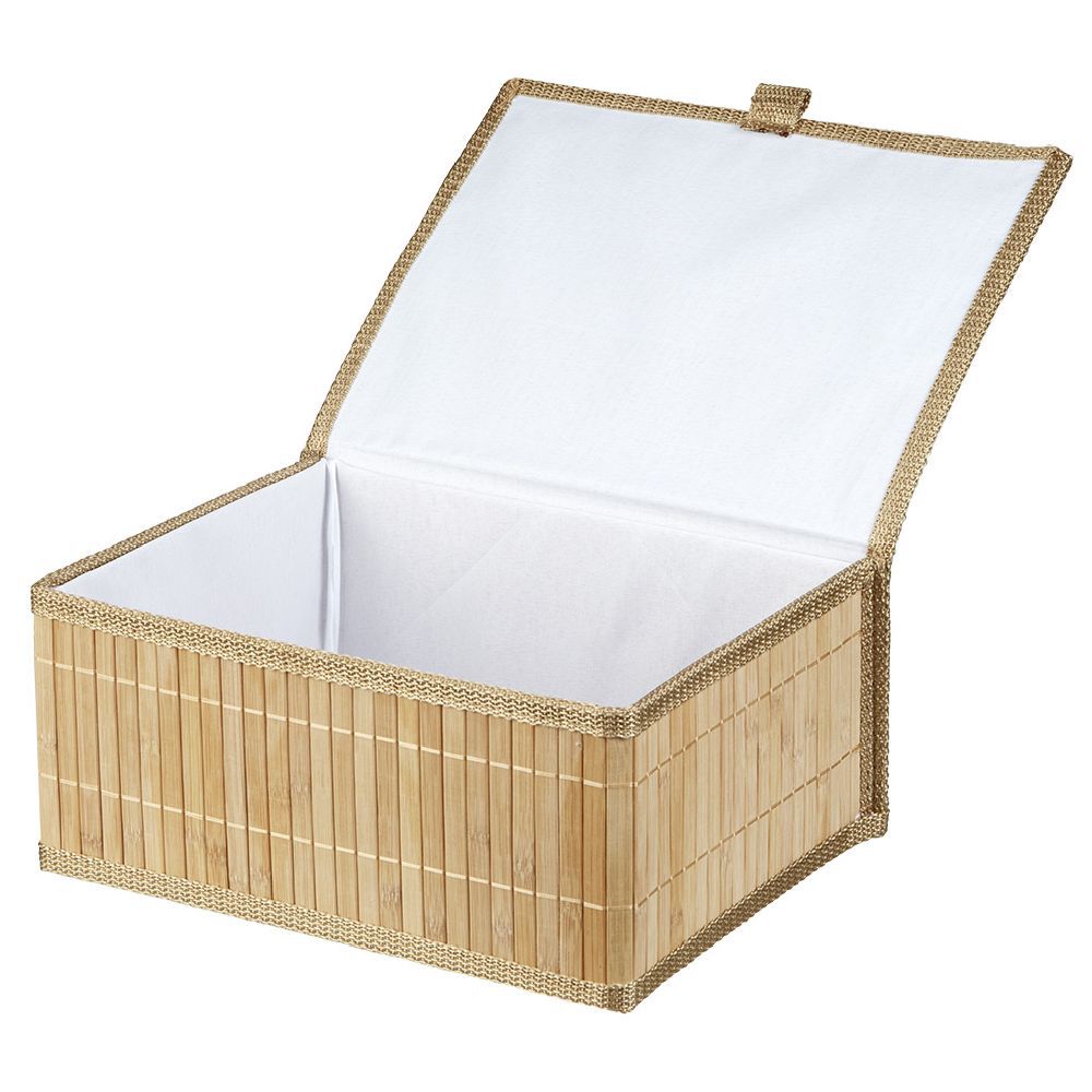 Boîte de rangement déco lattes en bambou L32 x L25 cm