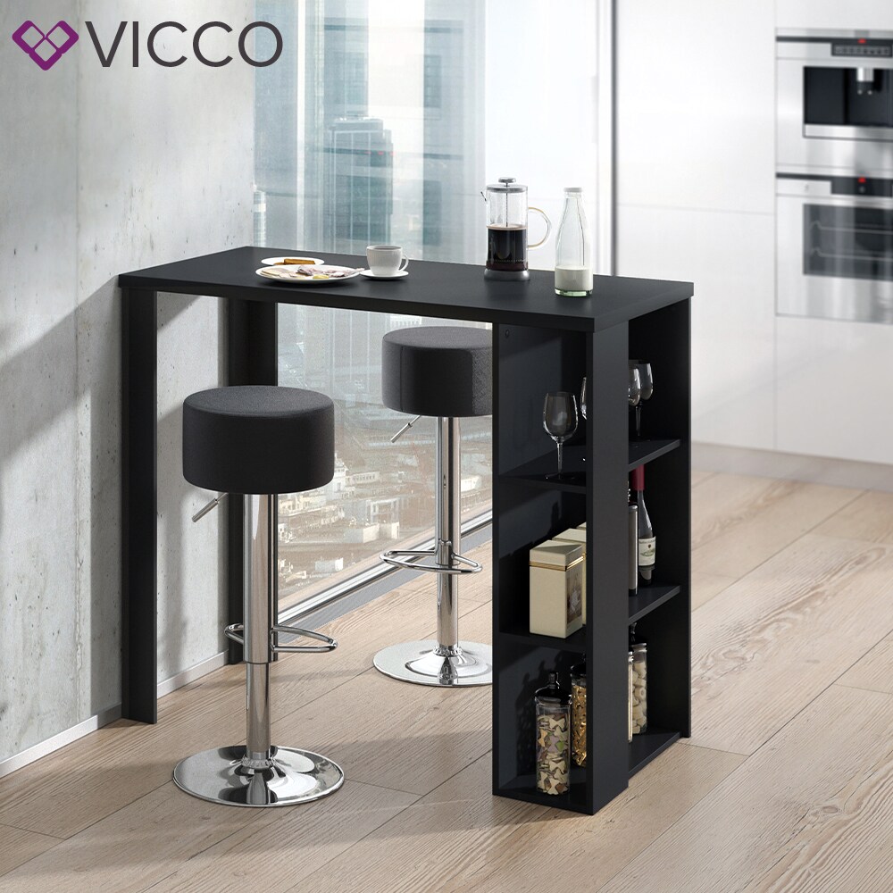 VICCO Bartisch NOEL Tresentisch Weiß Schwarz Ablagefächer 120 x 105,6 x 60 cm inkl. Barhocker