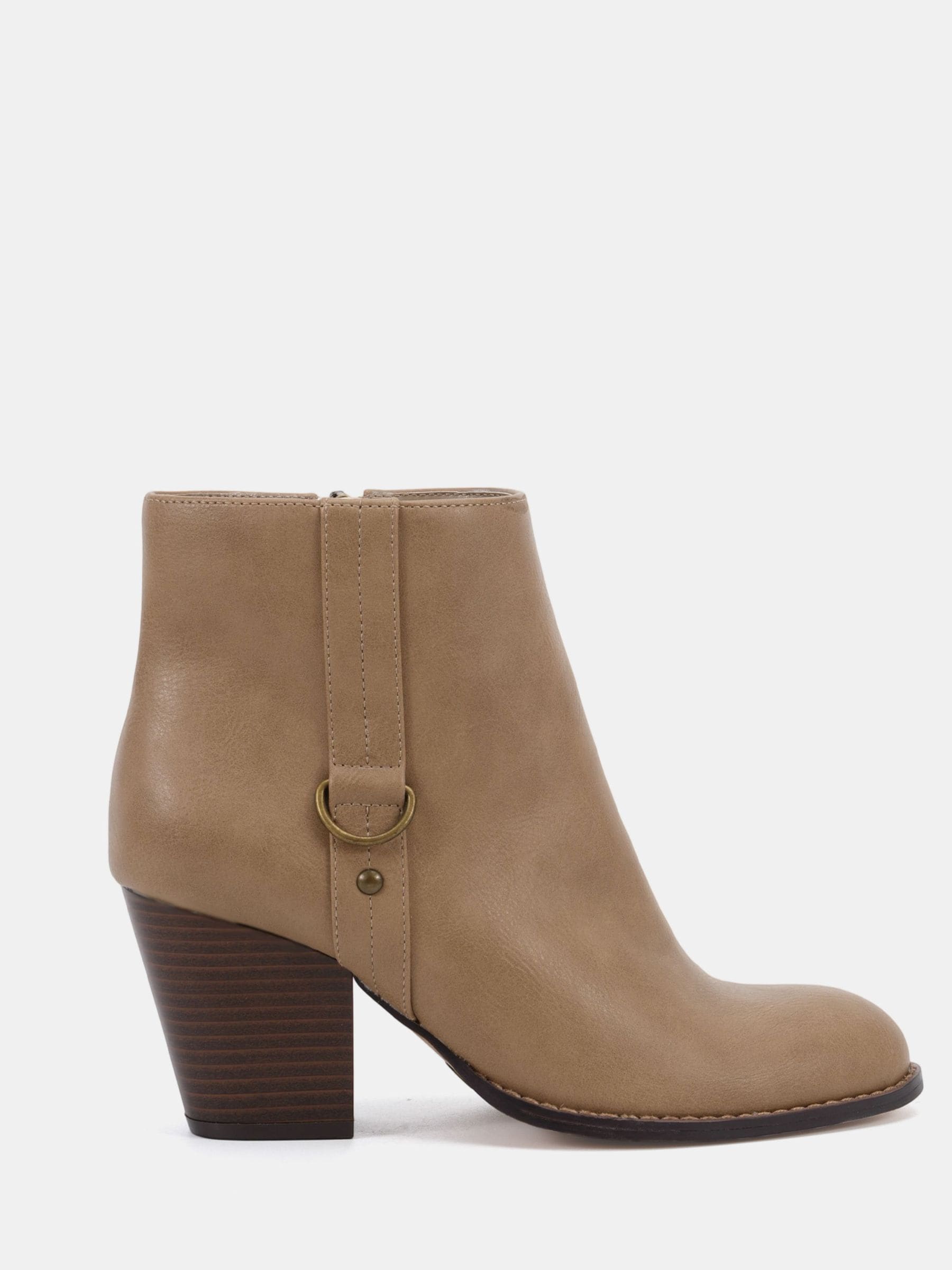 Crème - Novo Wide Fit Juliette Hardware Heeled Ankle Boots