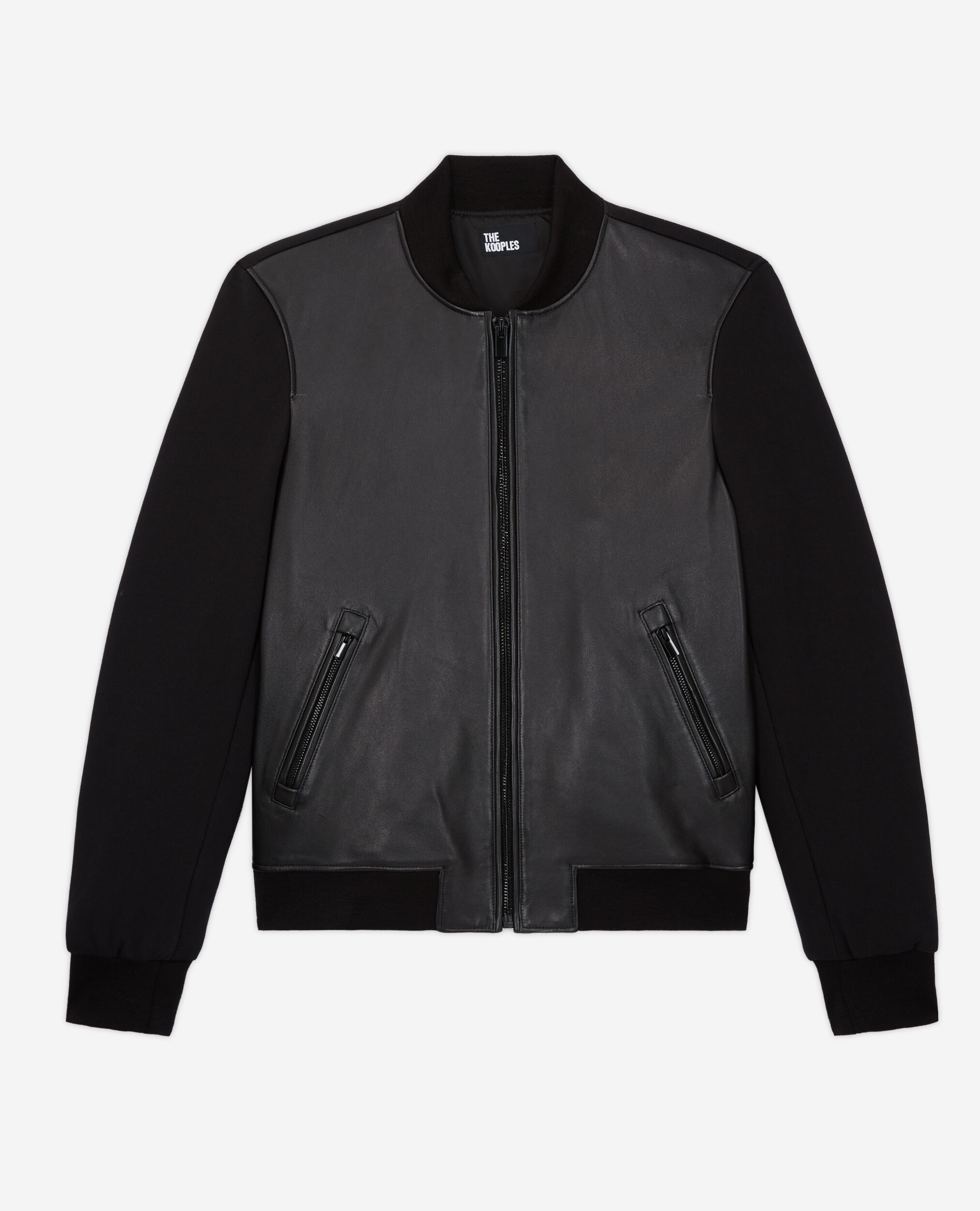 Blouson détails cuir noir