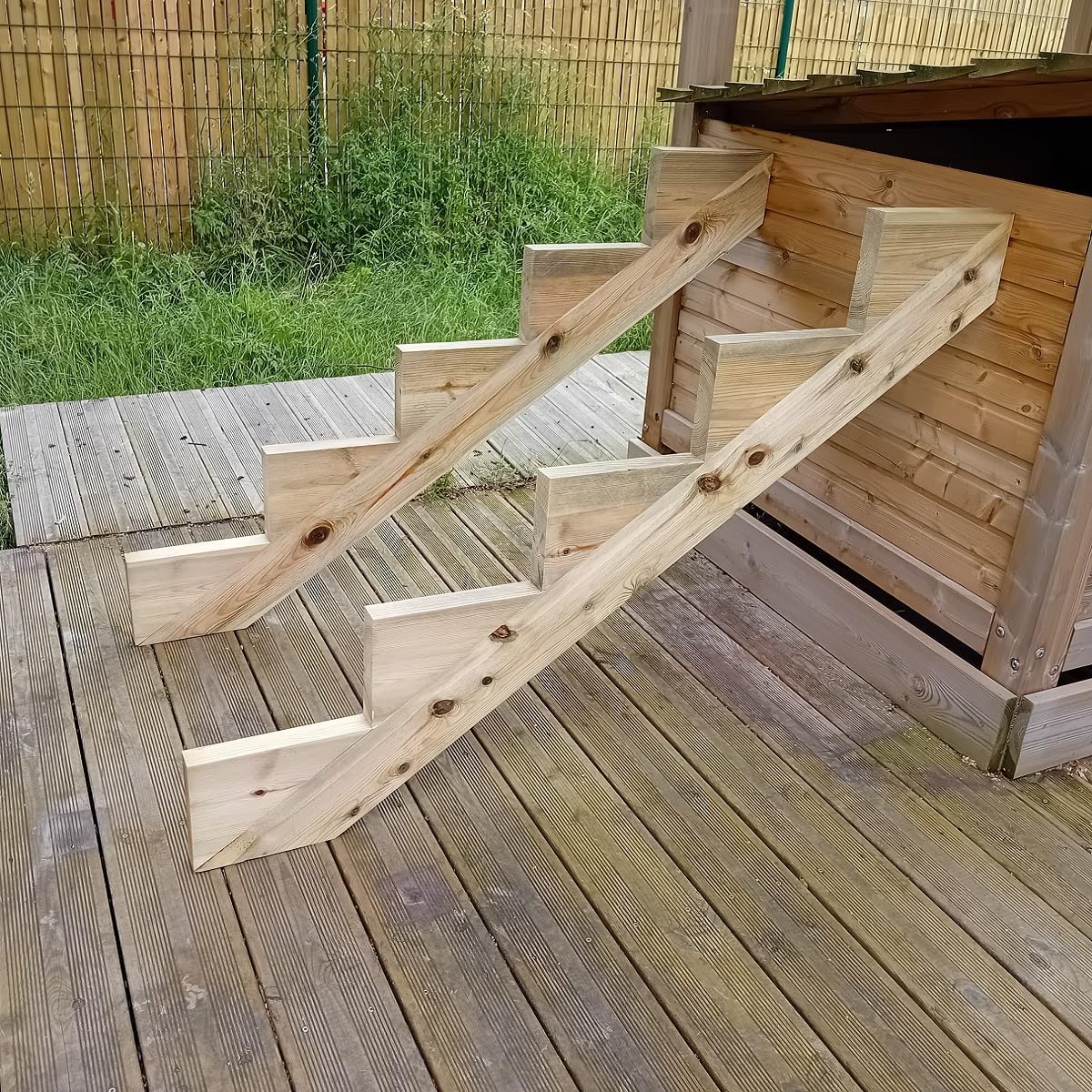 2er Set Treppenwange 5 Stufen aus KDI Holz für Gartentreppen-Höhe 85cm - Tiefe 125cm