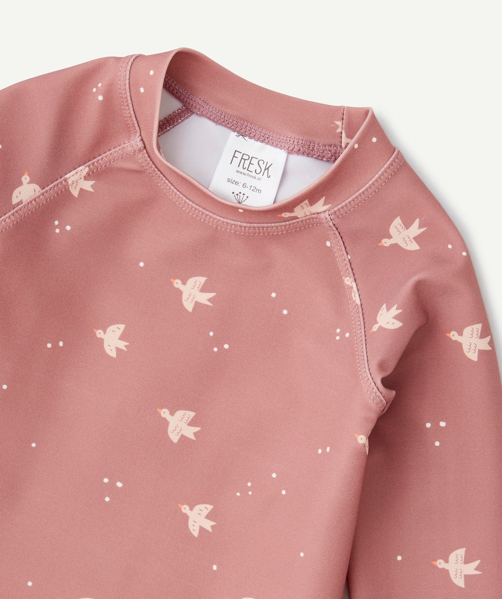 FRESKT-SHIRT ANTI-UV HIRONDELLES VIEUX ROSE