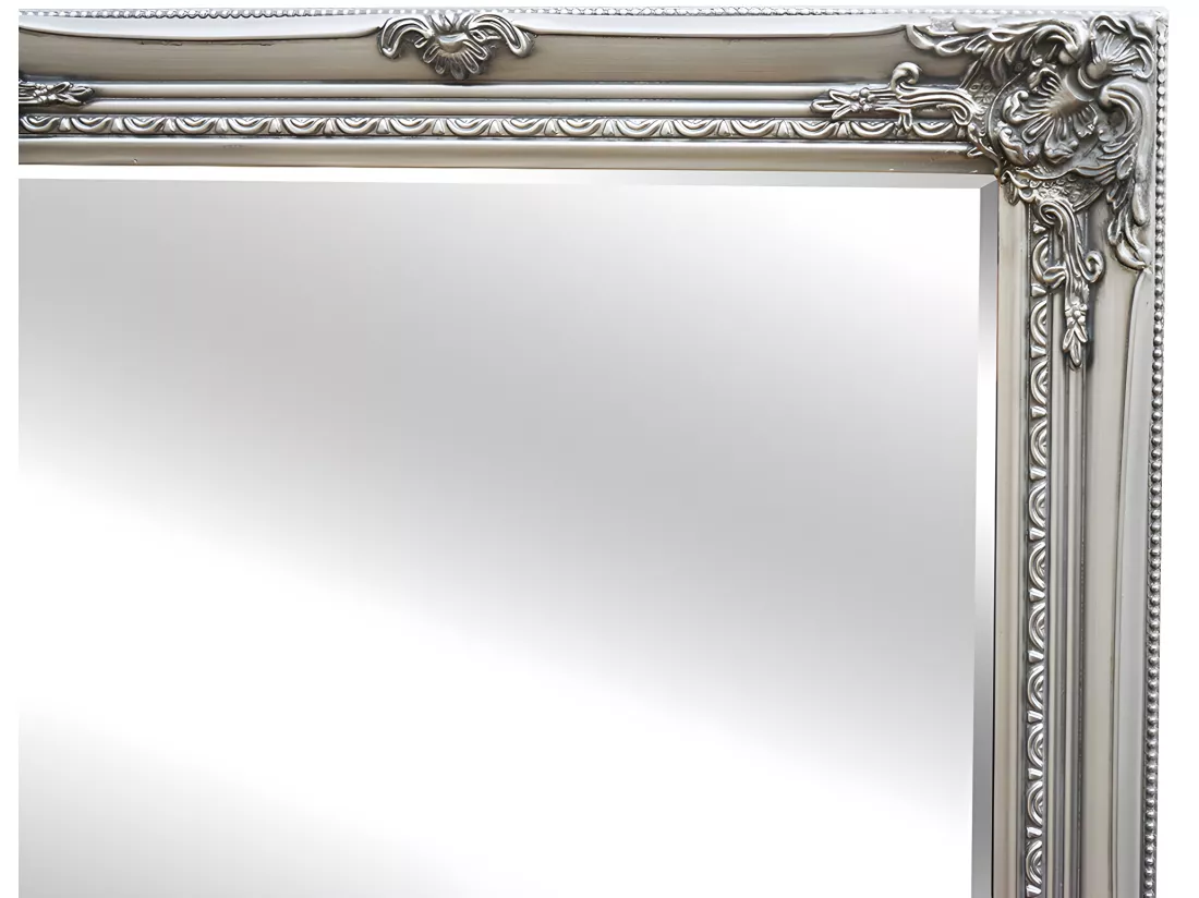 Miroir en bois d'eucalyptus avec moulures - L. 60 x H. 140 cm - Argenté - ELVIRE