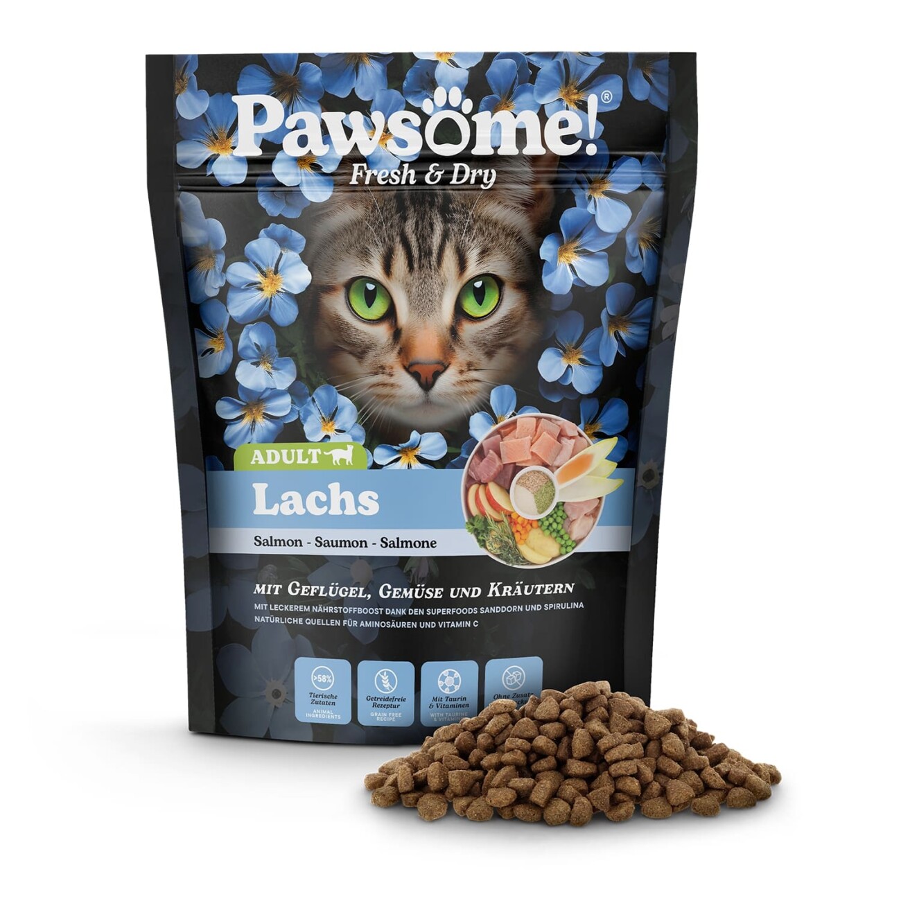 Pawsome PAW Fresh & Dry Trockenfutter, Katze, Adult, Lachs 750 g