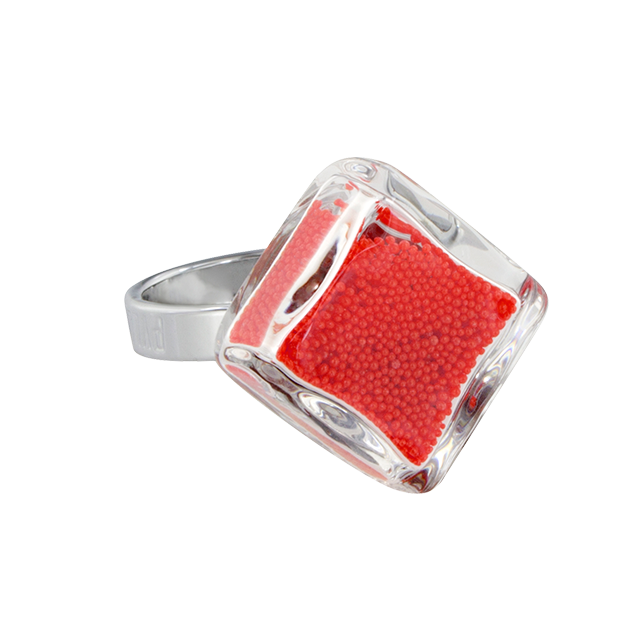 Bague en verre soufflée - Losange Nano Billes