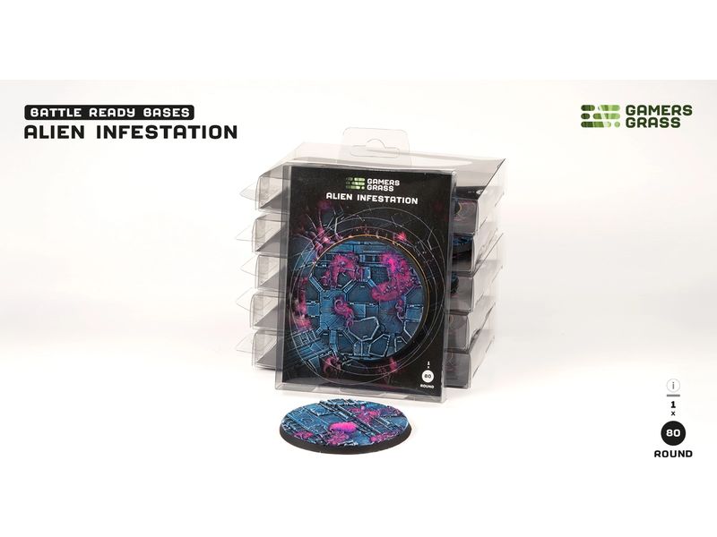 GamersGrass Base Alien Infestation round 80 mm (x1) Hochwertige Bases für den Miniaturenbau