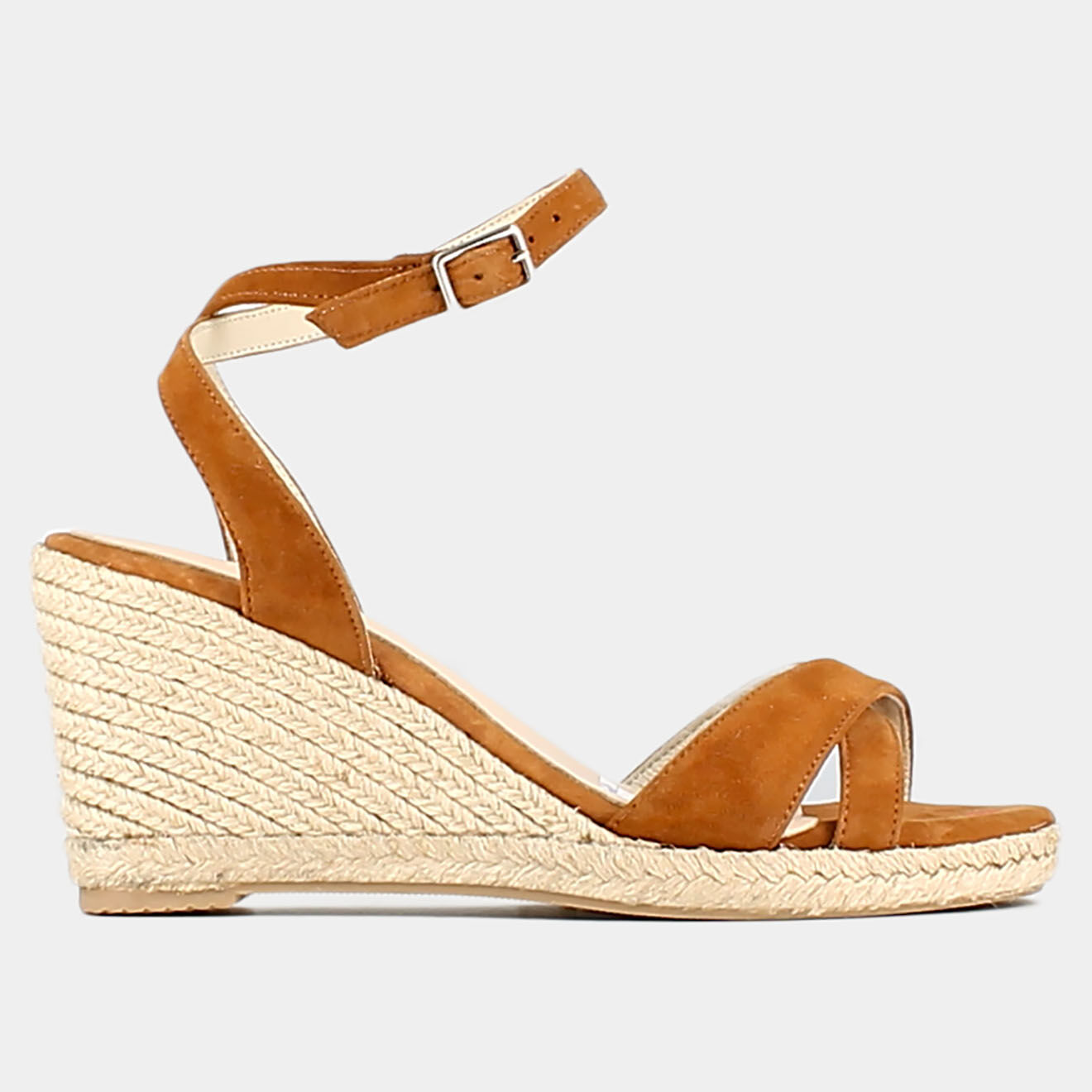 Jonak Espadrilles en Velours de Cuir Sibel cognac - Talon 10.5 cm