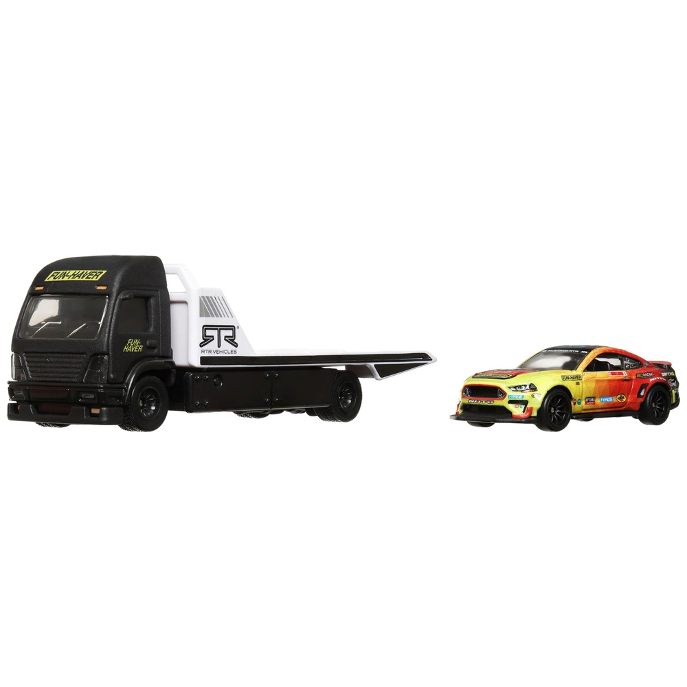 Hot Wheels Premium Team Transport '23 Ford Mustang RTR & Aero Lift Fahrzeug