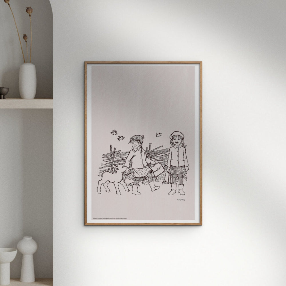 Køb Poster & Frame Astrid Lindgren - Sheep And Butterflies - Noisy Village