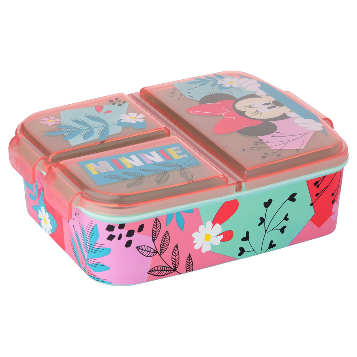 Topolino Minnie Maus Brotdose mit 3 Fächern mint / rosa