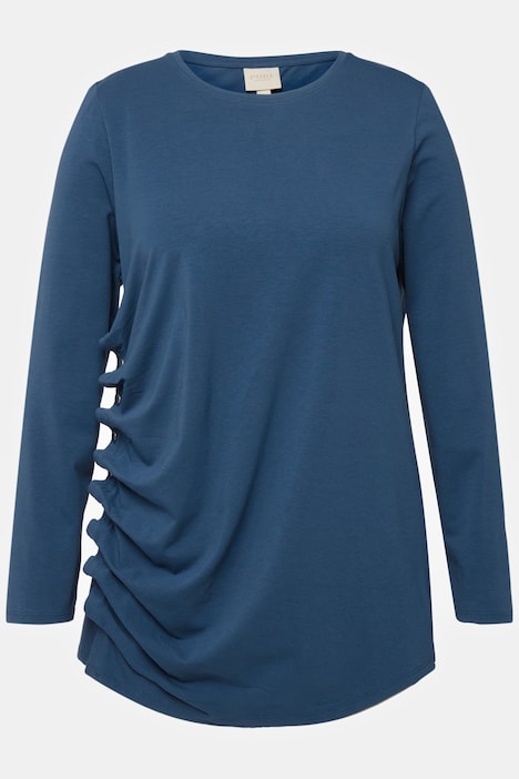 Shirt, drapiert, Rundhals, Langarm, Biobaumwolle