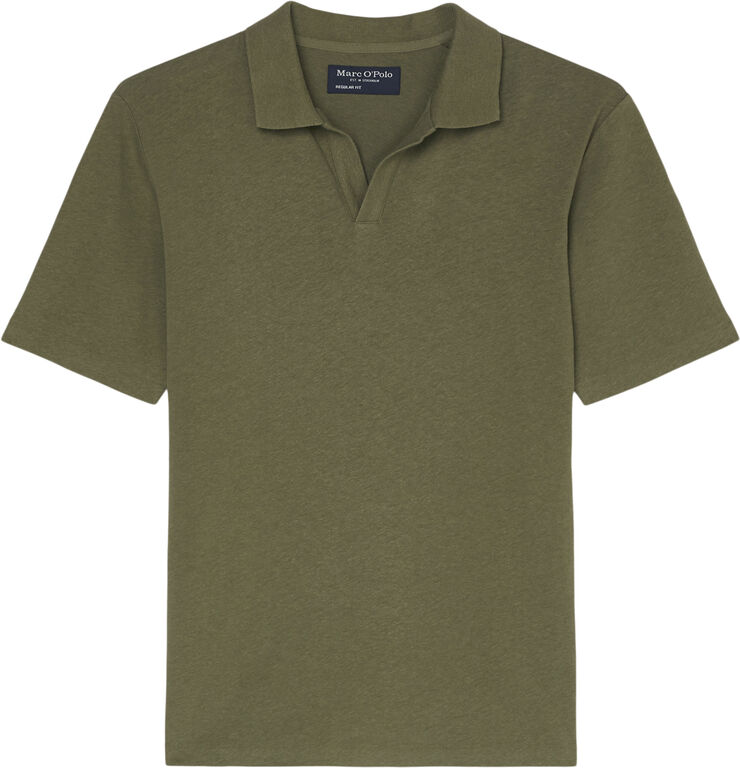 Marc O’Polo Polo, short sleeve, cotton linen mi Olive