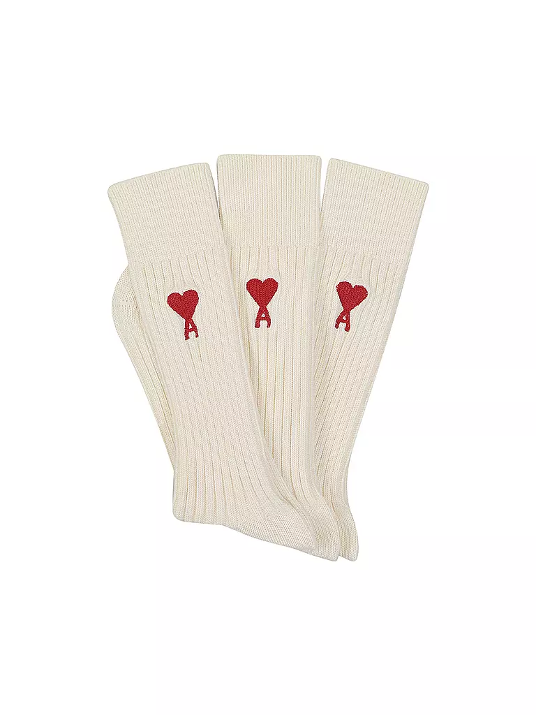 AMI PARIS Socken 3-er Pkg off white creme