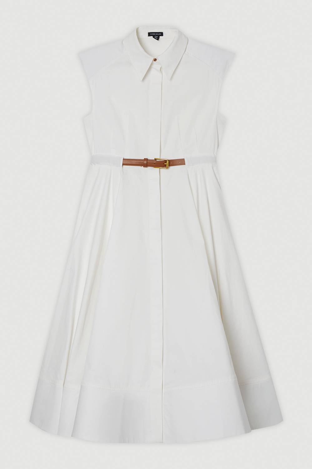 KarenMillen Robe mi-longue ajustée en coton ceinturée à col