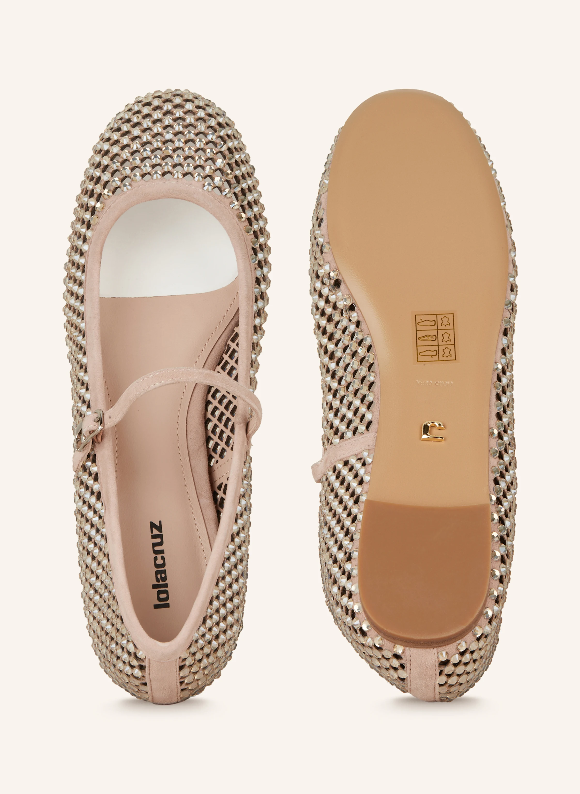 Lola Cruz Mary-Jane-Ballerinas mit Schmucksteinen