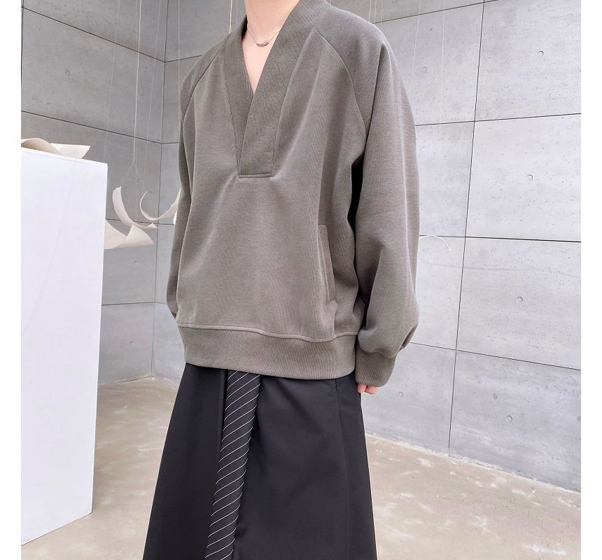 Patow - V-hals effen sweatshirt