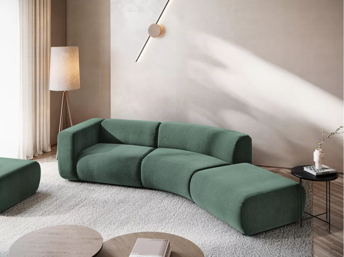 Canapé modulable 4 places droit en tissu chenille - vert - EKAHI