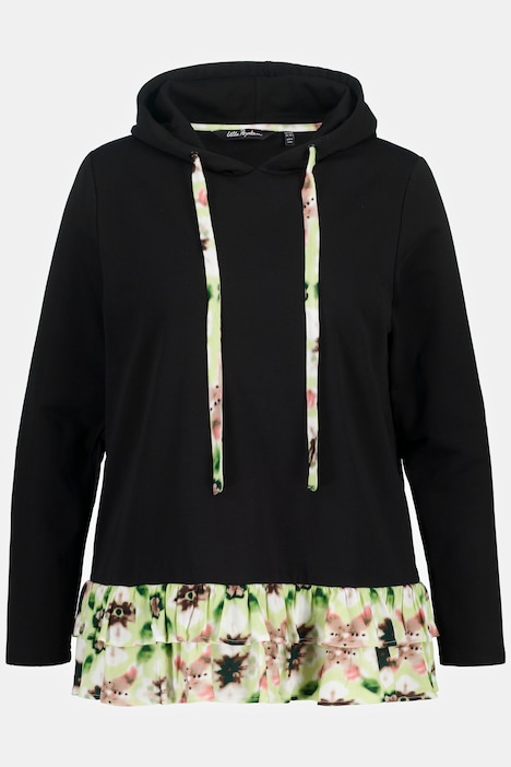 Hoodie, Lagenlook, A-Linie, Langarm, Kapuzenshirt