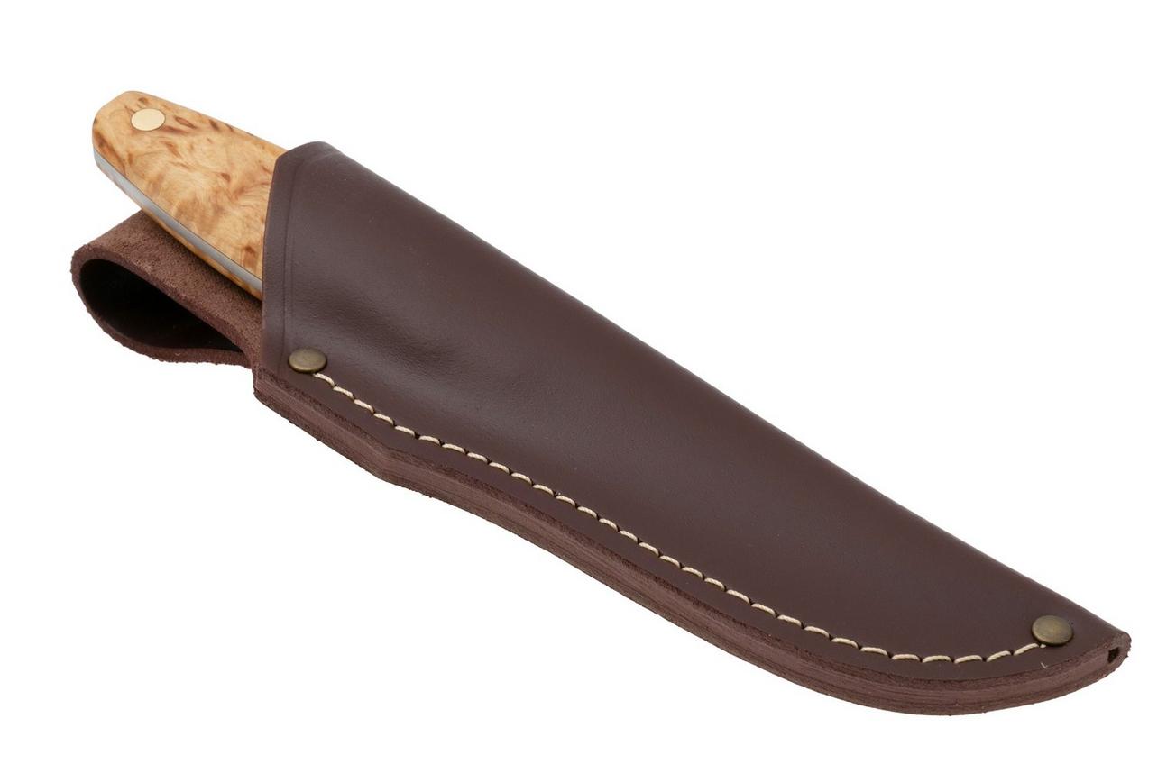 Nordic Knife Design Otter 2055, Satin 14C28N, Curly Birch, vaststaand mes