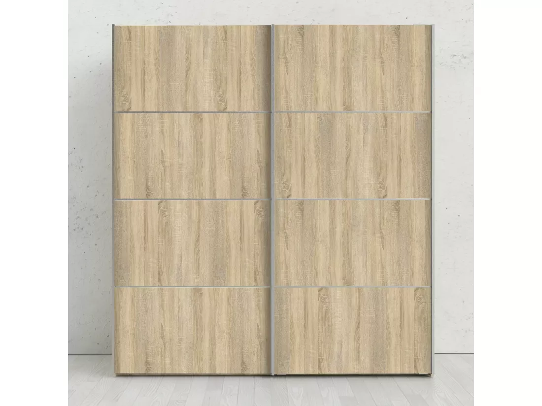 Garde-robe 2 portes Accadia, Meubles de chambre, Penderie de plain-pied, Placard à vêtements, 182x64 h202 cm, Chêne et Blanc