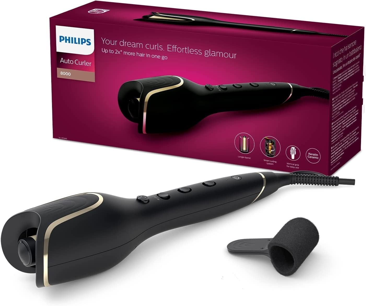 Philips Fer à friser automatique StyleCare Prestige avec système de boucles innovant (modèle BHB876/00)