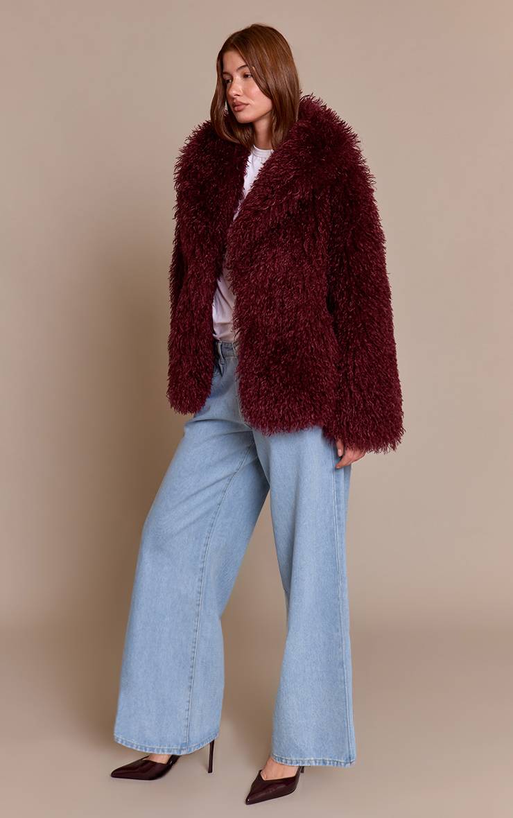 Cherry Red Manteau Midi En Synthétique Mongole