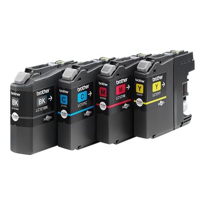 Brother LC121 - Pack de 4 - noir, cyan, magenta, jaune - cartouche d'encre originale