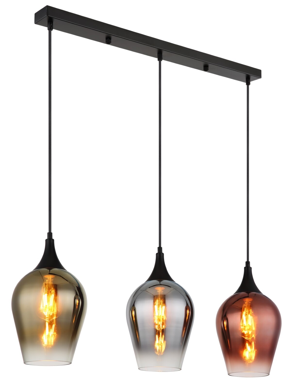 Hängeleuchte - schwarz matt - multicolor - 3-flammig