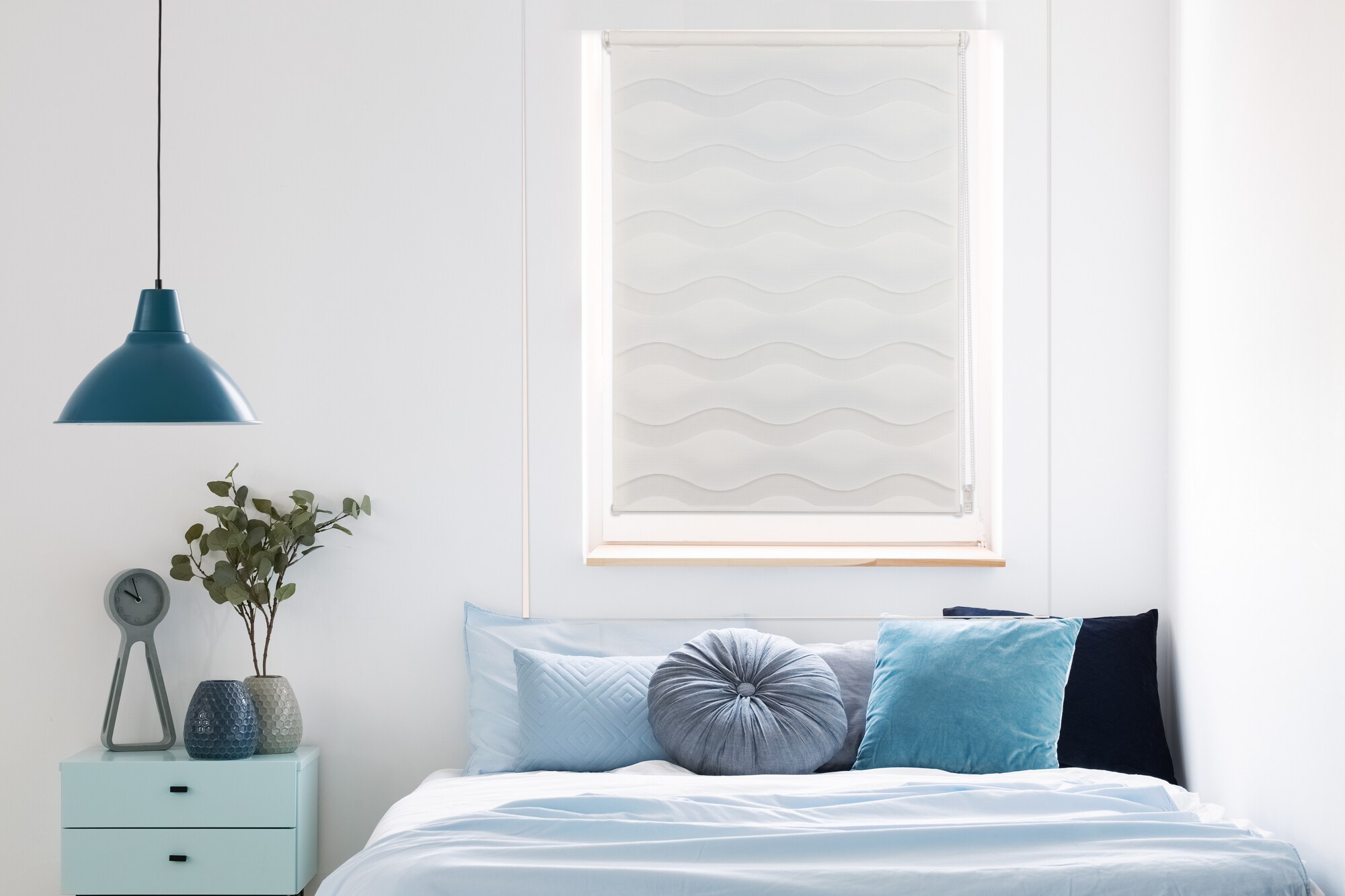 Ondeco Doppelrollo Wave KlemmfixSeitenzugrollo Blickdicht Klemmfix Farbe: Weiß, Größe: 60x160 cm