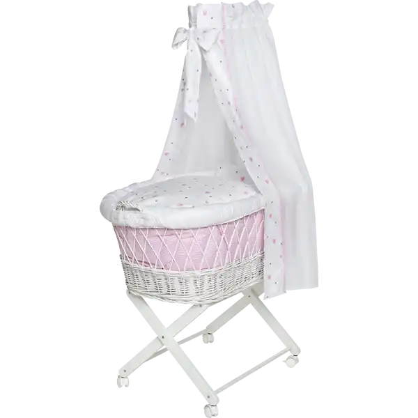 Stubenwagen BABSI weiß, Herzchen rosa