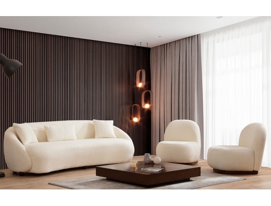 CONCEPT1 - Canapé tissu Napoli 3 places crème 230 x 94 x h75