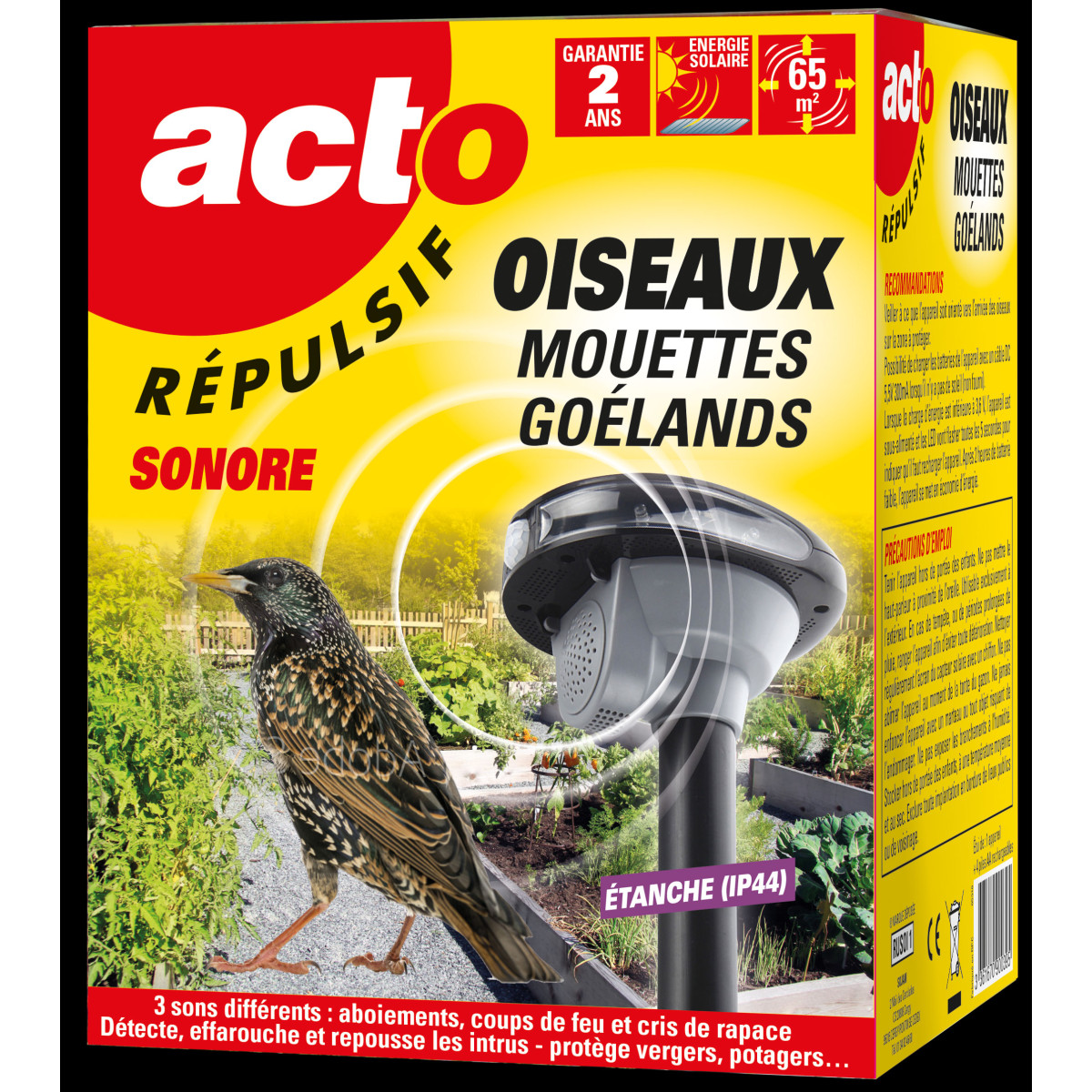 Retro répulsif sonore oiseaux – mouettes – goelands