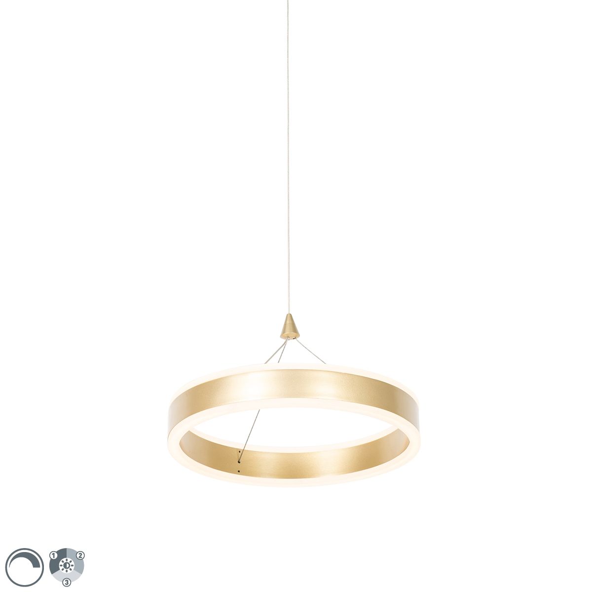 Hanglamp messing 30 cm incl. LED 3-staps dimbaar - Lyani