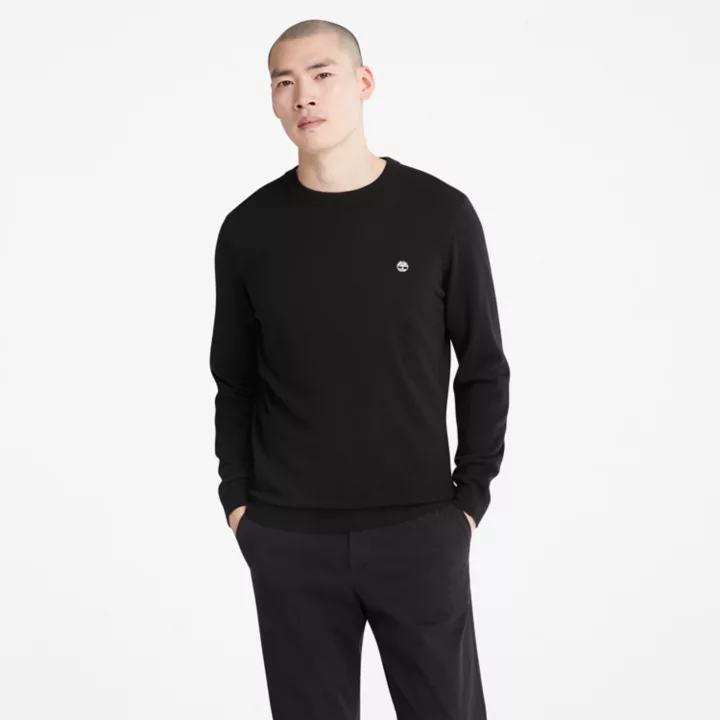 Suéter Cohas Brook de gola redonda para homens na cor preta.