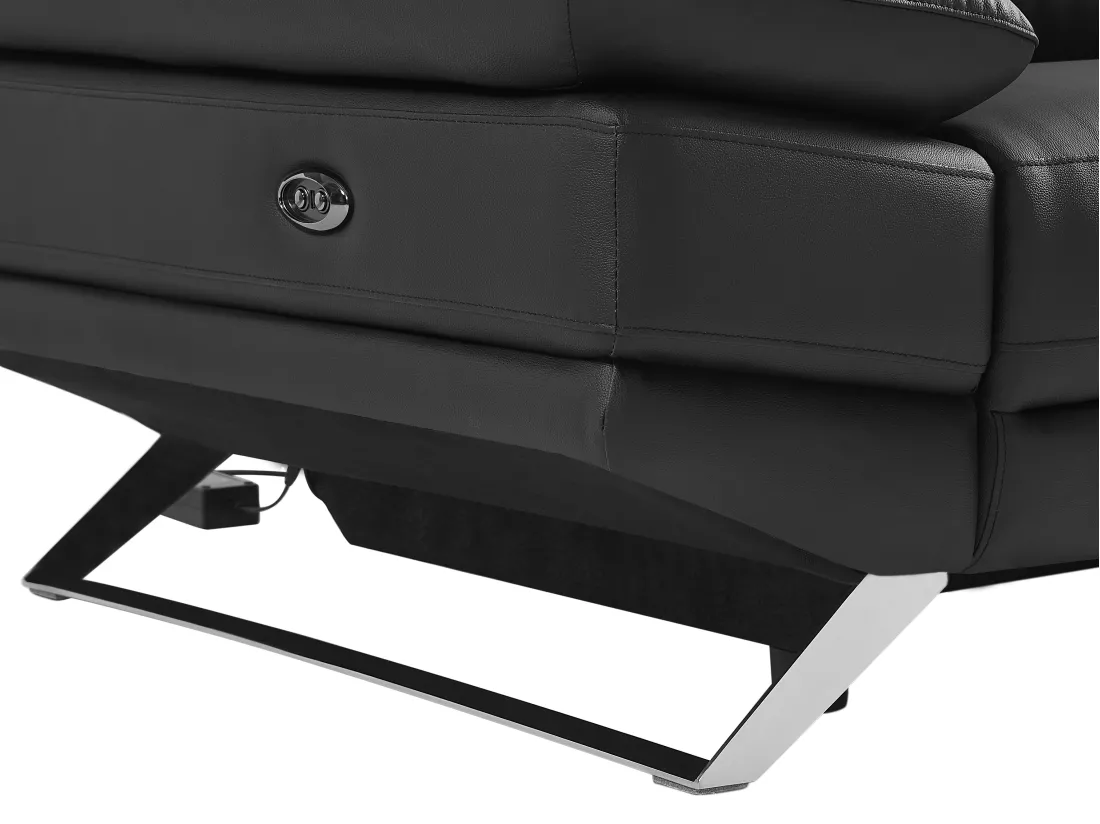 Canapé d'angle droit relax électrique en cuir de vachette noir PUNO II