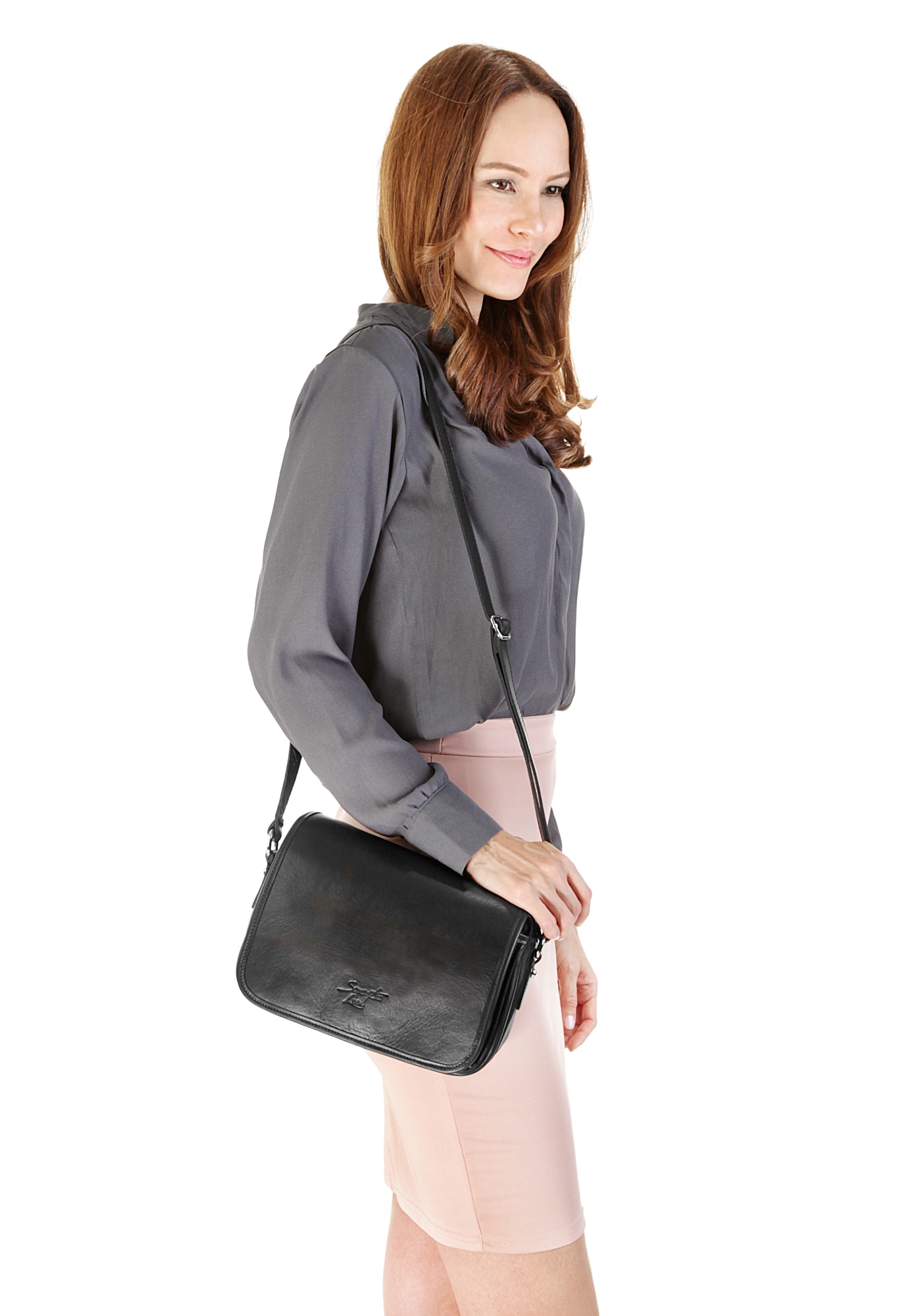 Samantha Look Umhängetasche echt Leder, Made in Italy