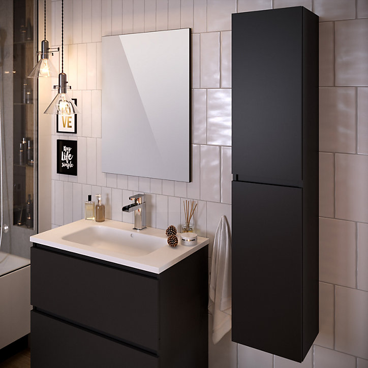 Colonne de salle de bains à suspendre anthracite mat Milo L. 30 x H.140 cm