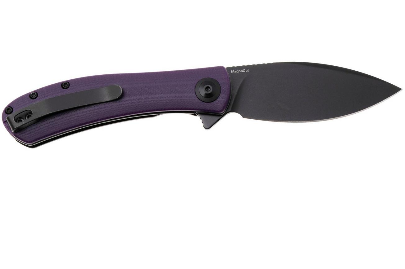 Trollsky Knives Mandu Evo MTE014 Blackwashed MagnaCut, Purple G10, zakmes, Michael Trollsky design